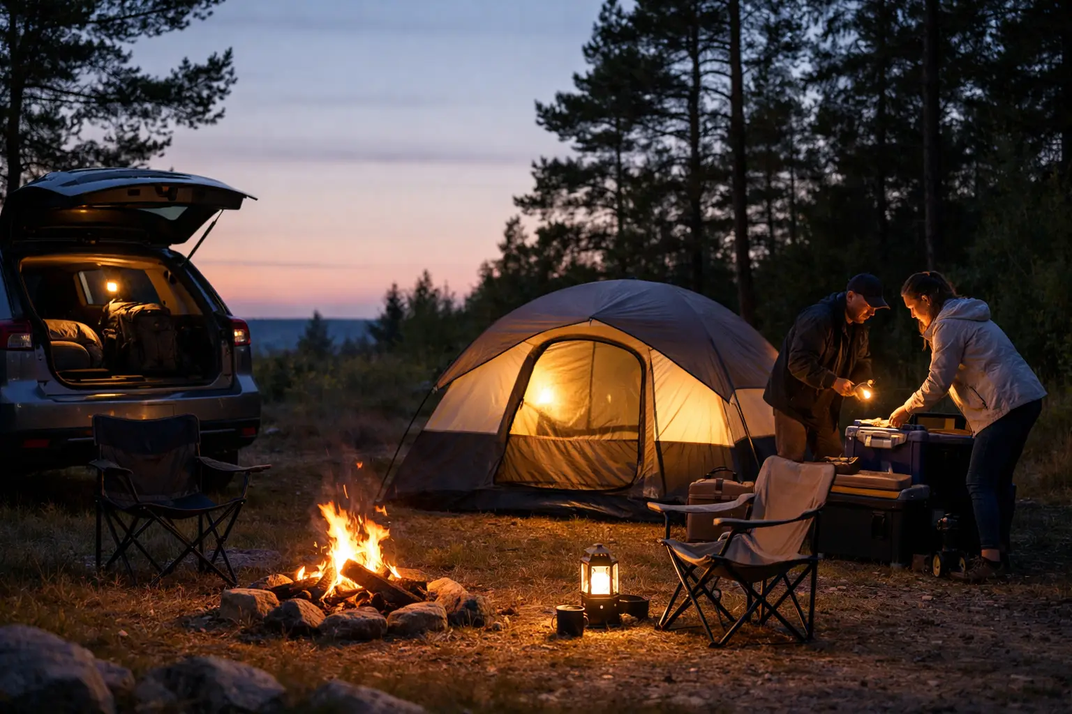 Camping with a late arrival - how to do it